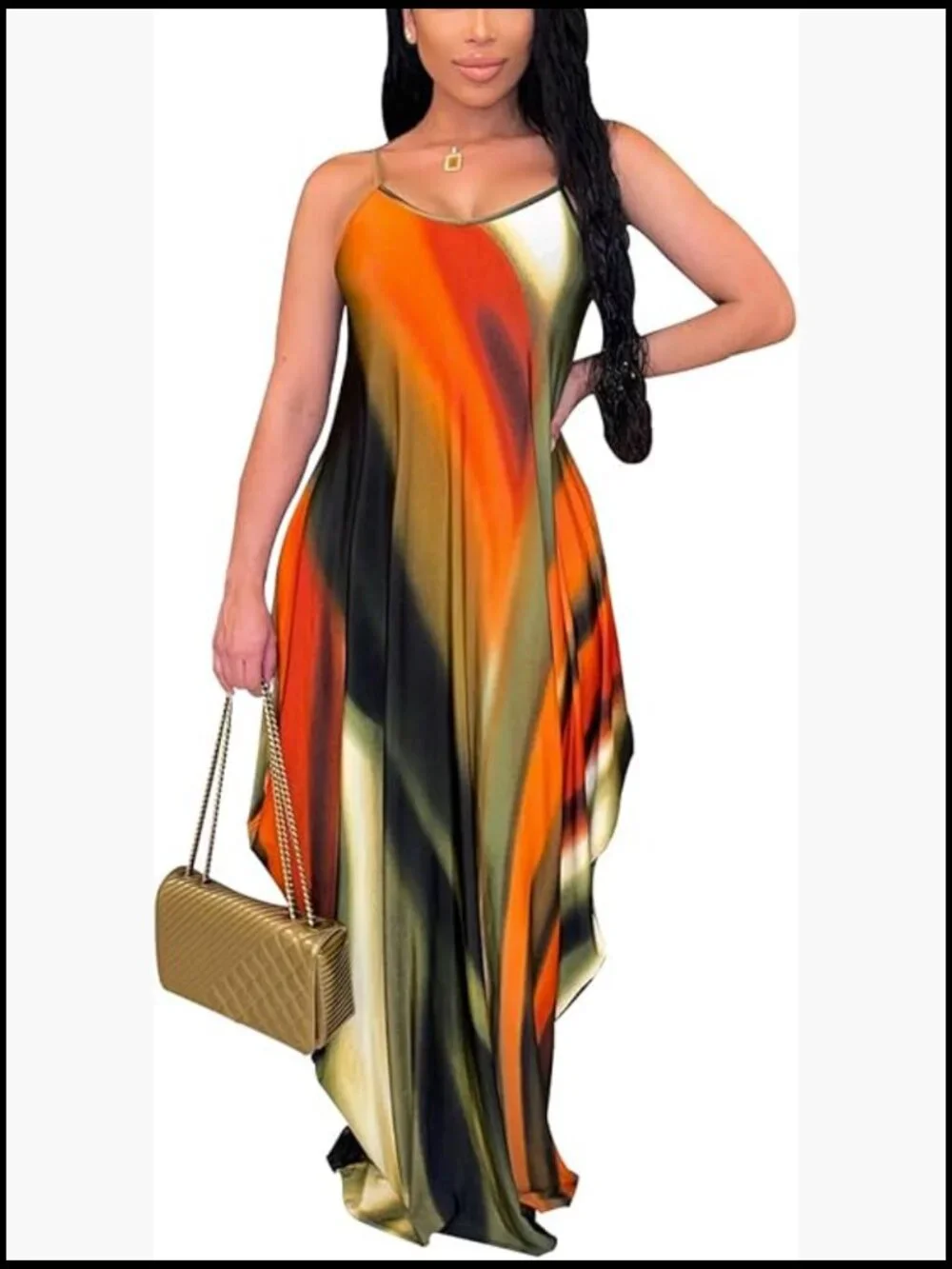 Polyester Spandex Maxi Dress Sleeveless Loose with Pockets